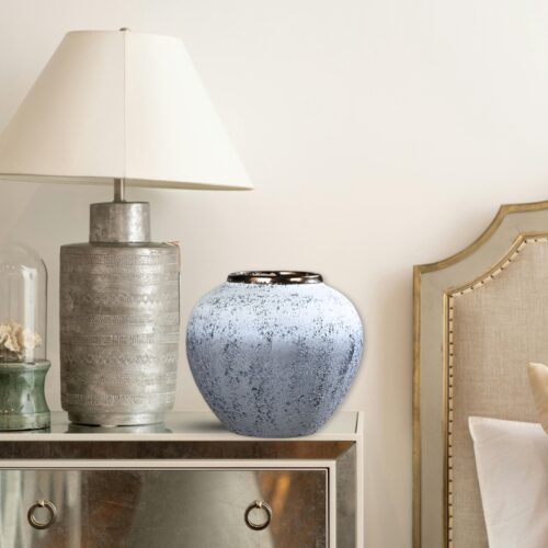 21x22cm White Grey Small Ceramic Flower Vase Elegant Living Room Decor - Image 3
