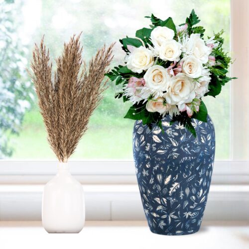 30x19cm Blue Medium Ceramic Flower Vase Elegant Living Room Decor - Image 3
