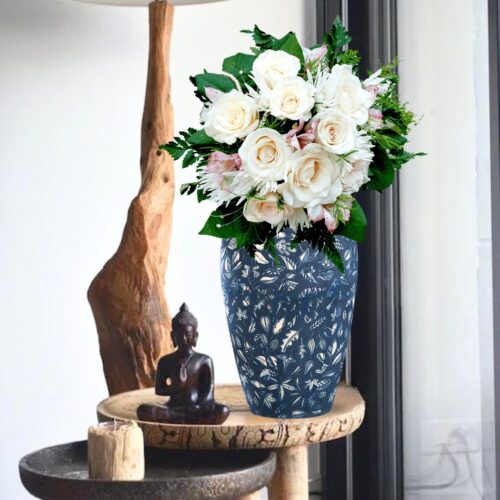 30x19cm Blue Medium Ceramic Flower Vase Elegant Living Room Decor - Image 4