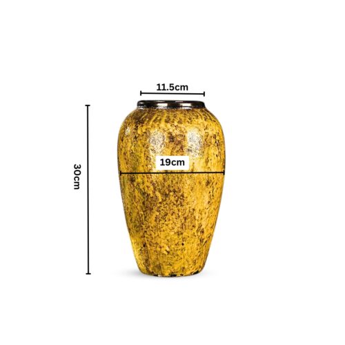 30x19cm Yellow Medium Ceramic Flower Vase Elegant Living Room Decor - Image 2