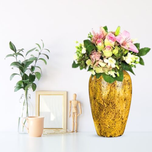30x19cm Yellow Medium Ceramic Flower Vase Elegant Living Room Decor - Image 3