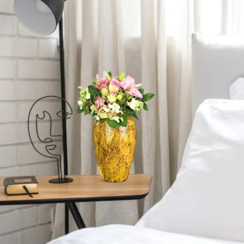 30x19cm Yellow Medium Ceramic Flower Vase Elegant Living Room Decor - Image 4