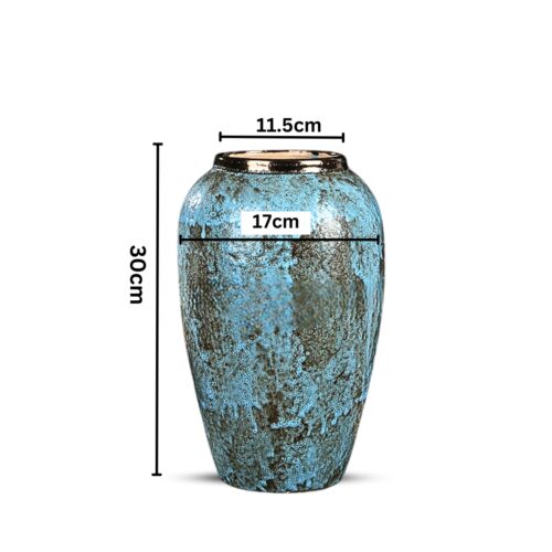 30x19cm Light Blue Medium Ceramic Flower Vase Elegant Living Room Decor - Image 2