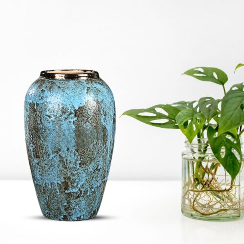 30x19cm Light Blue Medium Ceramic Flower Vase Elegant Living Room Decor - Image 3
