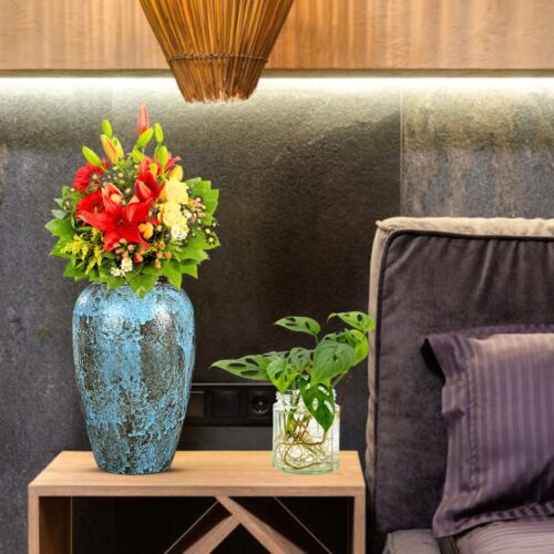 30x19cm Light Blue Medium Ceramic Flower Vase Elegant Living Room Decor - Image 4
