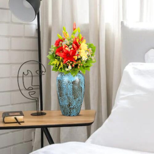 30x19cm Light Blue Medium Ceramic Flower Vase Elegant Living Room Decor - Image 5