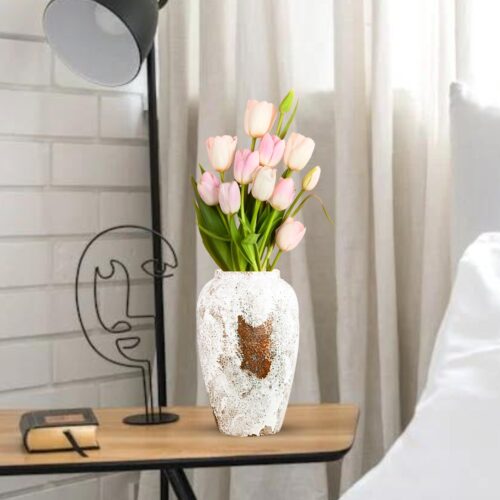30x19cm Gradient White Medium Ceramic Flower Vase Elegant Living Room Decor - Image 3