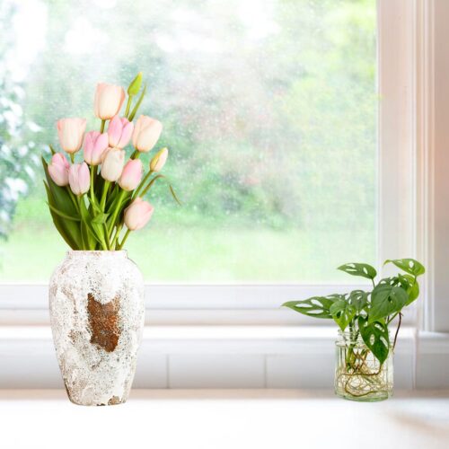 30x19cm Gradient White Medium Ceramic Flower Vase Elegant Living Room Decor - Image 4