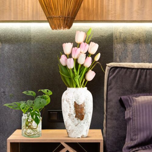 30x19cm Gradient White Medium Ceramic Flower Vase Elegant Living Room Decor - Image 5