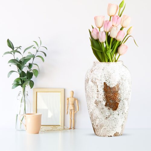 30x19cm Gradient White Medium Ceramic Flower Vase Elegant Living Room Decor - Image 6