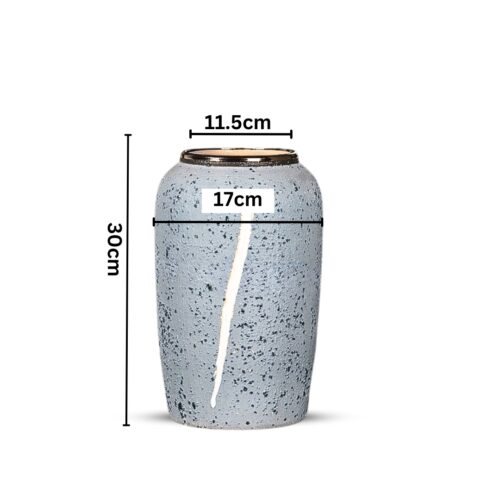 30x19cm Grey Medium Ceramic Flower Vase Elegant Living Room Decor - Image 2
