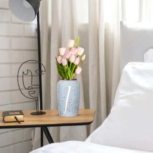 30x19cm Grey Medium Ceramic Flower Vase Elegant Living Room Decor - Image 6
