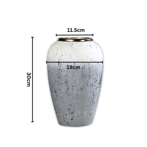 30x19cm White Grey Medium Ceramic Flower Vase Elegant Living Room Decor - Image 2