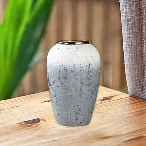 30x19cm White Grey Medium Ceramic Flower Vase Elegant Living Room Decor - Image 3