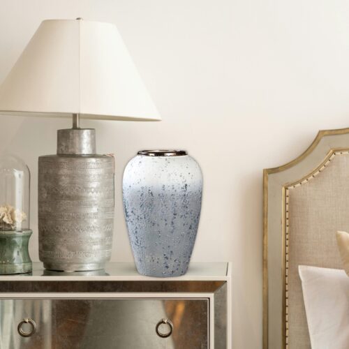 30x19cm White Grey Medium Ceramic Flower Vase Elegant Living Room Decor - Image 4