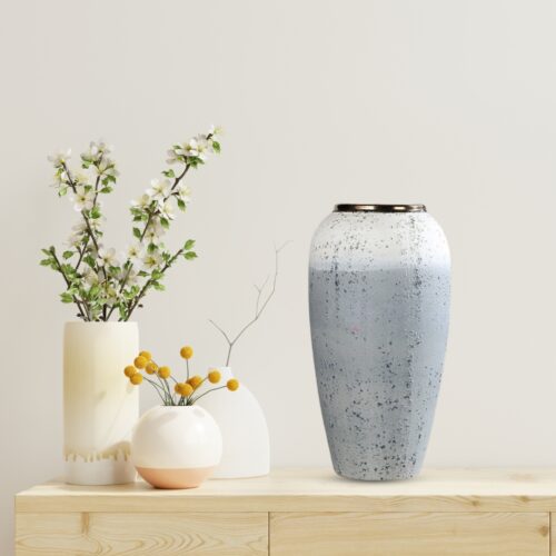 30x19cm White Grey Medium Ceramic Flower Vase Elegant Living Room Decor - Image 6