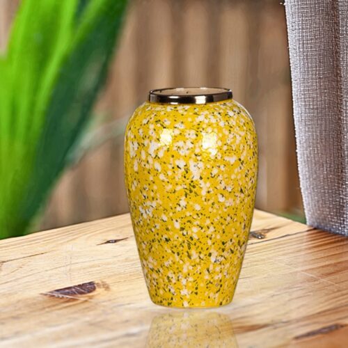 30x19cm Yellow with White Mini Floral Medium Ceramic Flower Vase Elegant Living Room Decor - Image 5
