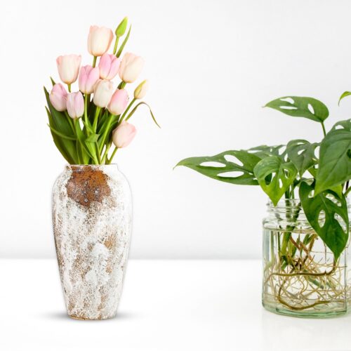35x17 Gradient White Large Ceramic Flower Vase Elegant Living Room Decor - Image 3