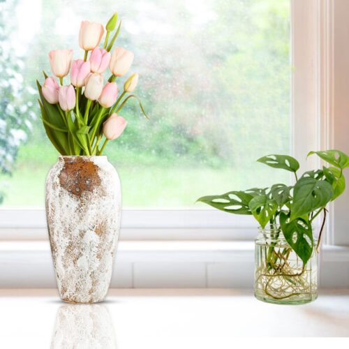 35x17 Gradient White Large Ceramic Flower Vase Elegant Living Room Decor - Image 5