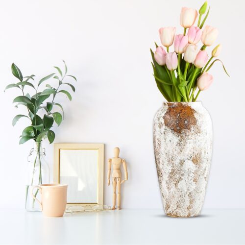 35x17 Gradient White Large Ceramic Flower Vase Elegant Living Room Decor - Image 6