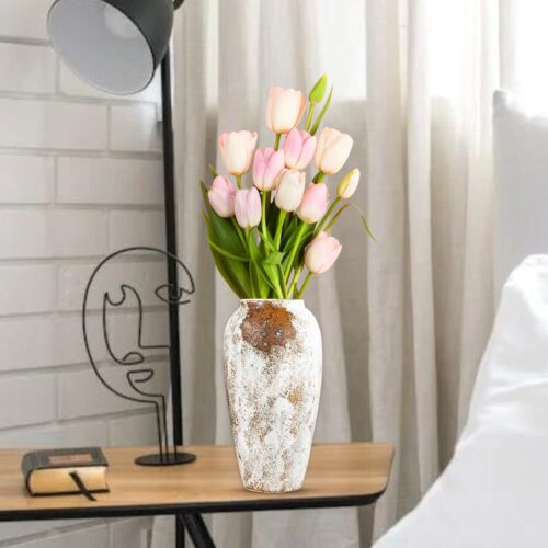 35x17 Gradient White Large Ceramic Flower Vase Elegant Living Room Decor - Image 7