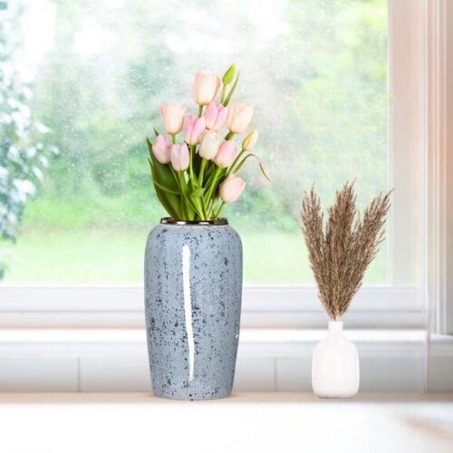 35x17cm Grey Large Ceramic Flower Vase Elegant Living Room Decor - Image 3