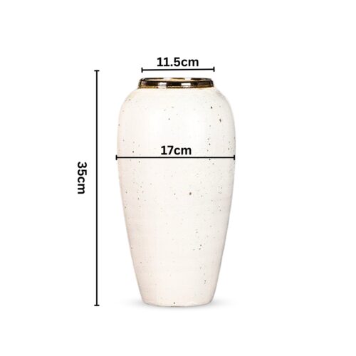 35x17cm Plain White Large Ceramic Flower Vase Elegant Living Room Decor - Image 2