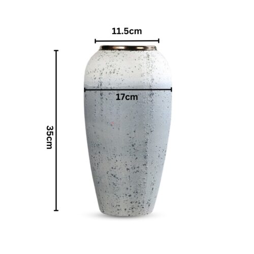 35x17cm White Grey Large Ceramic Flower Vase Elegant Living Room Decor - Image 2