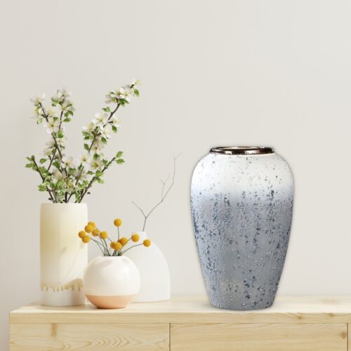 35x17cm White Grey Large Ceramic Flower Vase Elegant Living Room Decor - Image 5