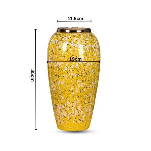 35x17cm Yellow with White Mini Floral Large Ceramic Flower Vase Elegant Living Room Decor - Image 2