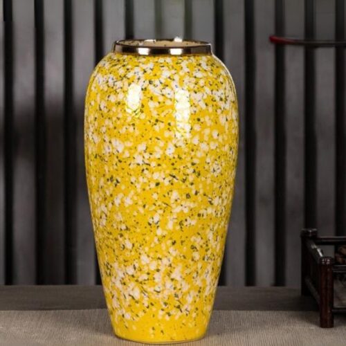 35x17cm Yellow with White Mini Floral Large Ceramic Flower Vase Elegant Living Room Decor - Image 4