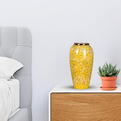 35x17cm Yellow with White Mini Floral Large Ceramic Flower Vase Elegant Living Room Decor - Image 5