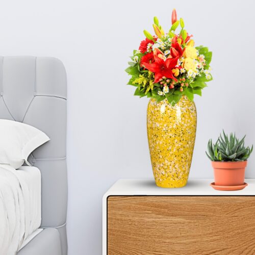 35x17cm Yellow with White Mini Floral Large Ceramic Flower Vase Elegant Living Room Decor - Image 6