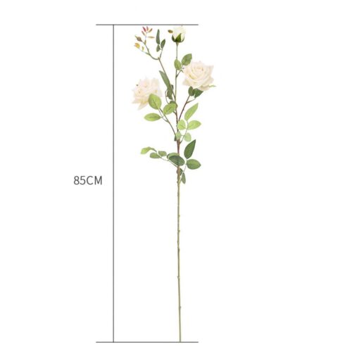 67cm Blue Glass Tall Floor Vase 12pcs White Artificial Fake Flower Set - Image 3