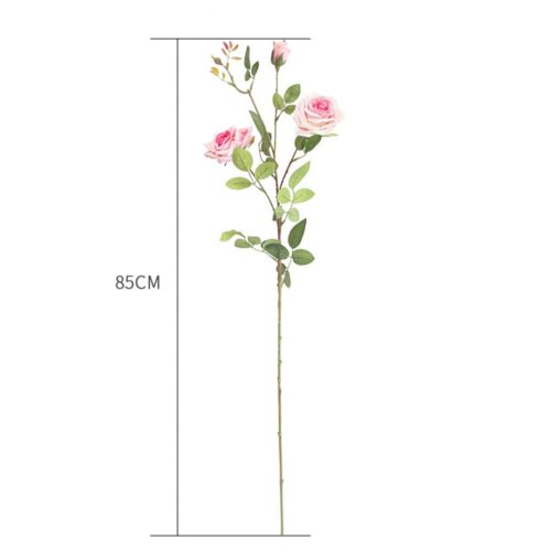 67cm Green Glass Tall Floor Vase 12pcs Pink Artificial Fake Flower Set - Image 3