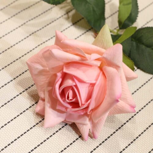 67cm Green Glass Tall Floor Vase 12pcs Pink Artificial Fake Flower Set - Image 10