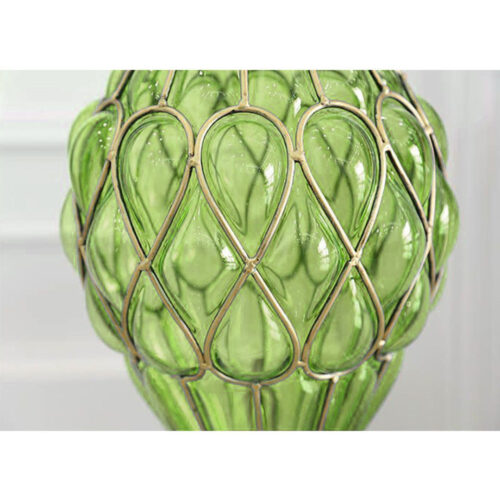 67cm Green Glass Tall Floor Vase with 10pcs White Artificial Fake Flower Set - Image 7