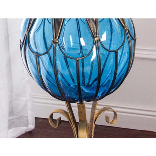85cm Blue Glass Tall Floor Vase 12pcs White Artificial Fake Flower Set - Image 5