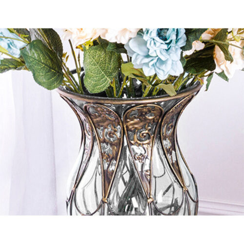 85cm Clear Glass Tall Floor Vase with 12pcs White Artificial Fake Flower Set - Image 4