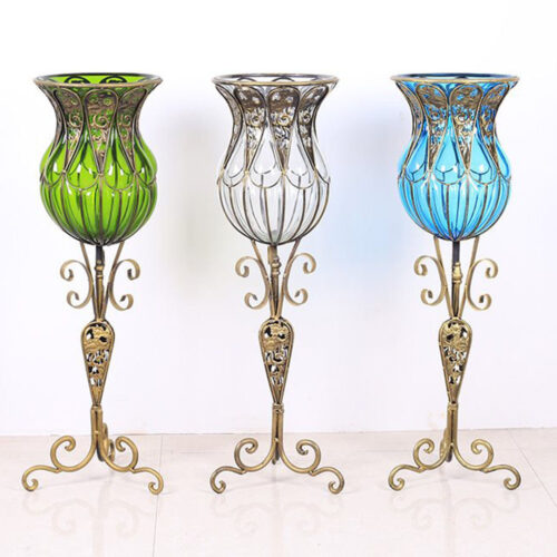 85cm Clear Glass Tall Floor Vase with 12pcs White Artificial Fake Flower Set - Image 7