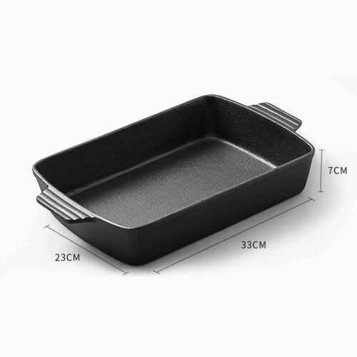 33cm Cast Iron Rectangle Bread Cake Baking Dish Lasagna Roasting Pan - Image 5