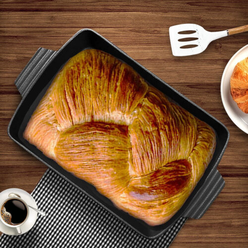 33cm Cast Iron Rectangle Bread Cake Baking Dish Lasagna Roasting Pan - Image 6