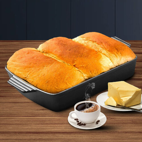 33cm Cast Iron Rectangle Bread Cake Baking Dish Lasagna Roasting Pan - Image 7
