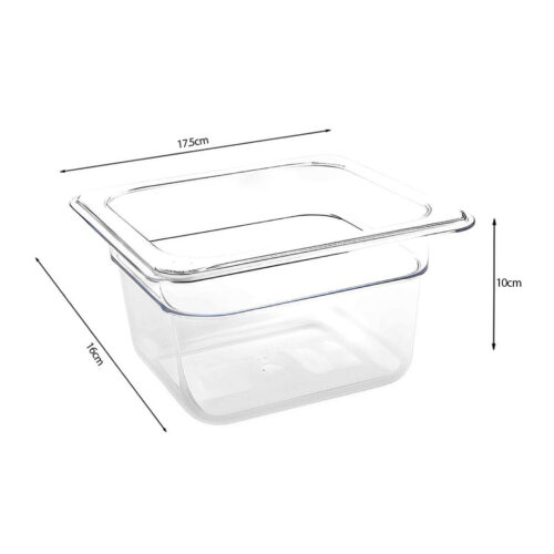 100mm Clear Gastronorm GN Pan 1/6 Food Tray Storage with Lid - Image 5