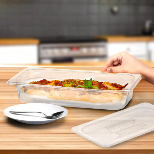 65mm Clear Gastronorm GN Pan 1/3 Food Tray Storage with Lid - Image 4