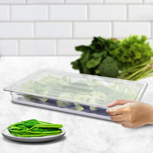 65mm Clear Gastronorm GN Pan 1/2 Food Tray Storage with Lid - Image 2