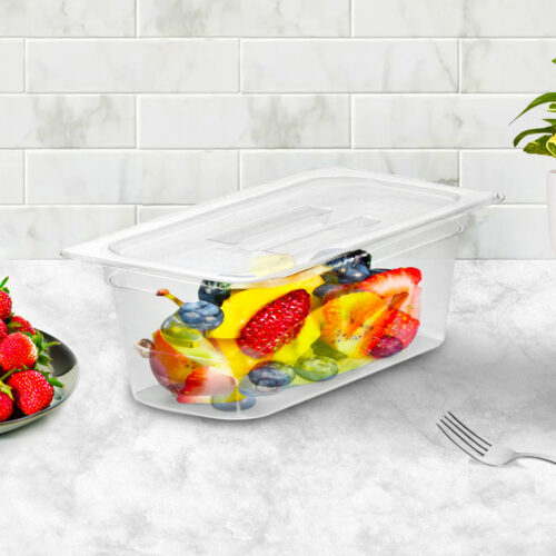 100mm Clear Gastronorm GN Pan 1/3 Food Tray Storage with Lid - Image 2