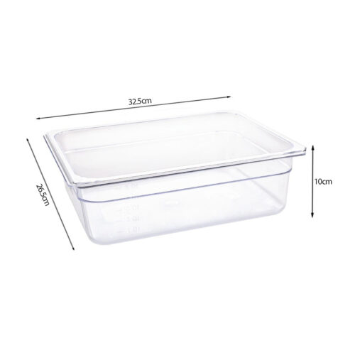 100mm Clear Gastronorm GN Pan 1/2 Food Tray Storage with Lid - Image 4