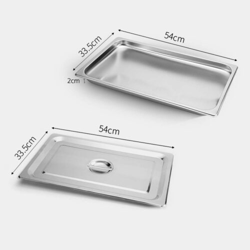 Gastronorm GN Pan Full Size 1/1 GN Pan 2cm Deep Stainless Steel Tray with Lid - Image 2