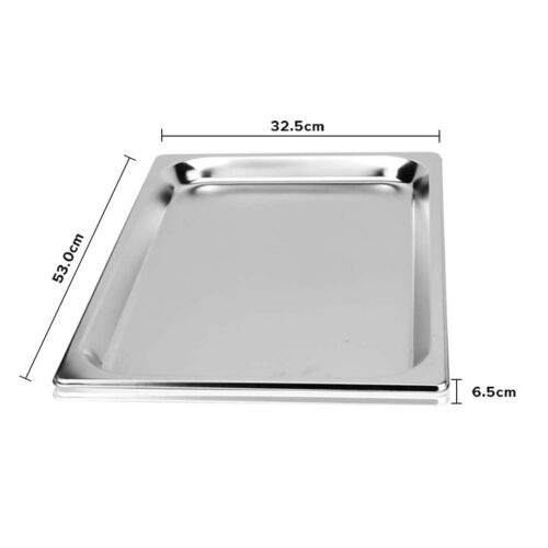 Gastronorm GN Pan Full Size 1/1 GN Pan 6.5cm Deep Stainless Steel Tray with Lid - Image 2